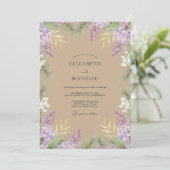 Invitation Mariage à la glycine violette de sable (Debout devant)