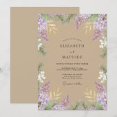 Invitation Mariage à la glycine violette de sable (Devant / Derrière)
