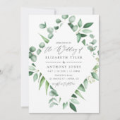 Invitation Mariage à la gouache avec verdure d'eucalyptus (Devant)