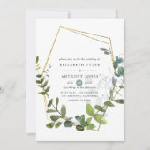 Invitation Mariage à la gouache avec verdure d'eucalyptus (Devant)
