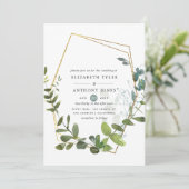 Invitation Mariage à la gouache avec verdure d'eucalyptus (Debout devant)