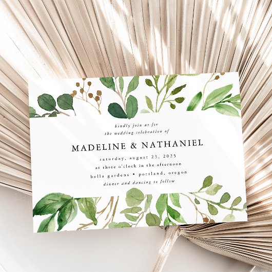 Invitation Mariage à la gouache de verdure