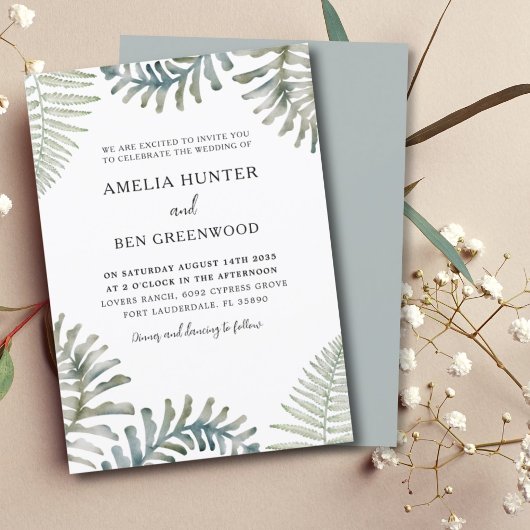 Invitation Mariage à la gouache moderne de verdure