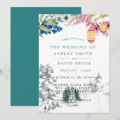 Invitation Mariage à la lanterne botanique de pins rustiques (Devant / Derrière)