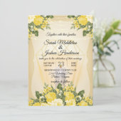 Invitation Mariage à la Lanterne Dorée et Fleur Jaune (Debout devant)