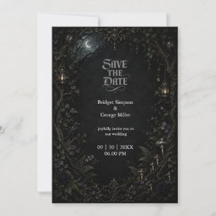 Invitation Mariage à la lanterne lunaire de la forêt gothique