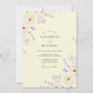 Invitation Mariage à la Lavande Abricot Eucalyptus