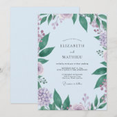 Invitation Mariage à la Lavande, Feuillage d'Eucalyptus (Devant / Derrière)