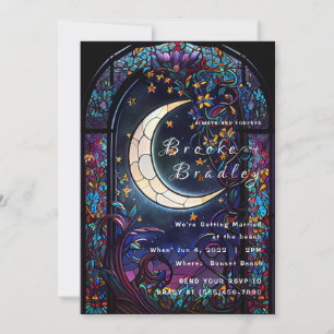 Invitation Mariage à la Lune de Verre Coloré