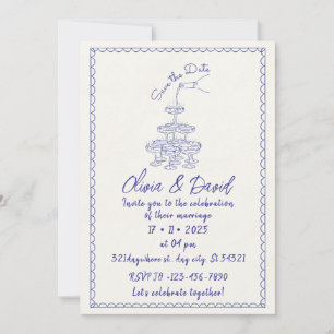 Invitation Mariage à la main de la tour de Champagne Vintage