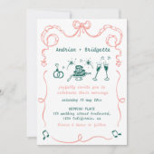 Invitation Mariage à la main dessinée à la main de gros (Devant)