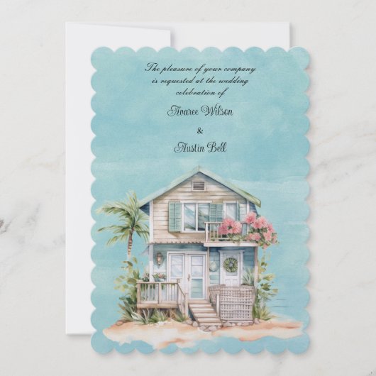 Invitation Mariage à la Maison de Plage (Devant)