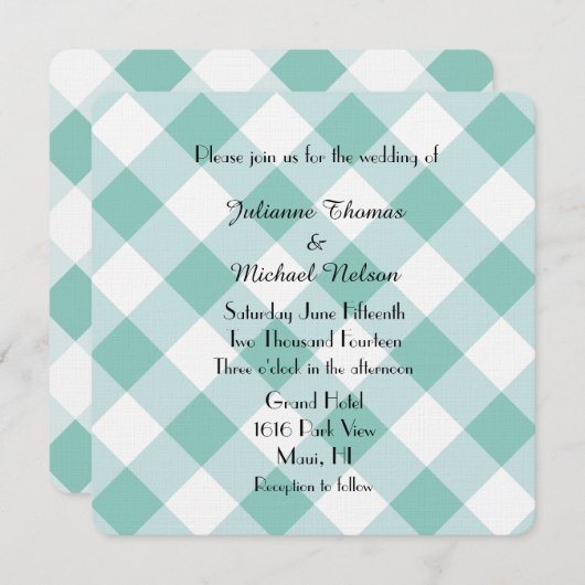 Invitation Mariage à la menthe (Devant / Derrière)