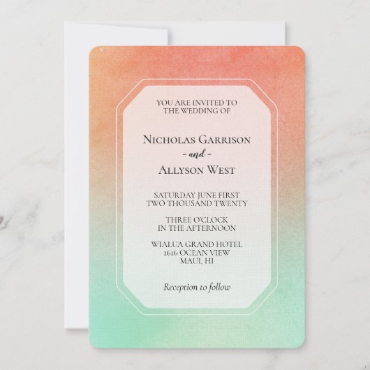 Invitation Mariage à la menthe orange (Devant)