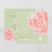 Invitation mariage à la menthe rose de printemps (Devant / Derrière)