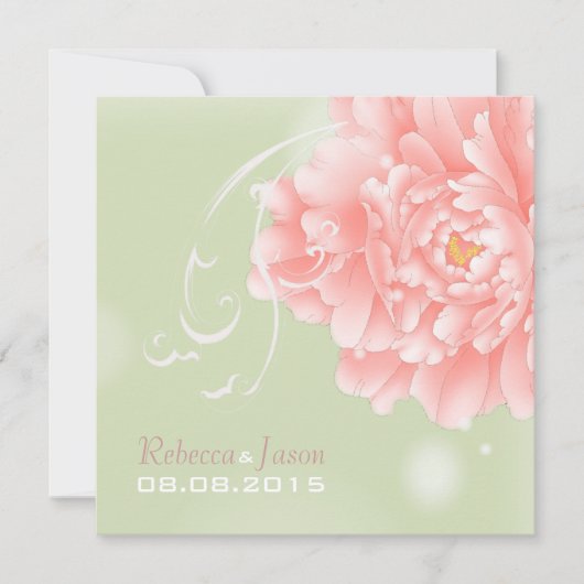 Invitation mariage à la menthe rose de printemps (Devant)