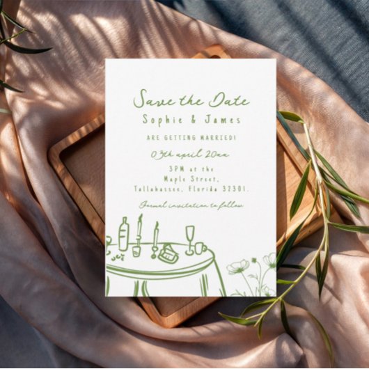 Invitation Mariage à la mode vert Whimsical à main