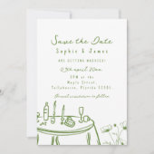 Invitation Mariage à la mode vert Whimsical à main (Devant)