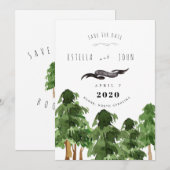 Invitation Mariage à la montagne dans une forêt rustique Enre (Devant / Derrière)