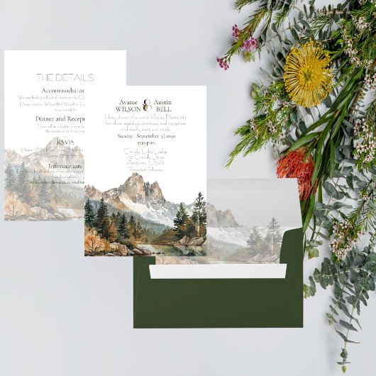 Invitation Mariage à la montagne et au lac pittoresques