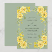 Invitation Mariage à la Mousse de Rose Jaune (Devant / Derrière)