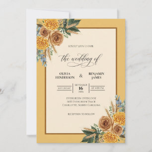 Invitation Mariage à la Moutarde Ambre Souci Eucalyptus