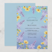 Invitation Mariage à la Pervenche Daisy Eucalyptus (Devant / Derrière)