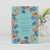 Invitation Mariage à la Petale Aqua Orange (Debout devant)