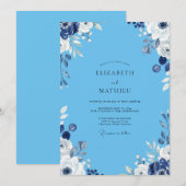 Invitation Mariage à la Petale Blanche Azur (Devant / Derrière)