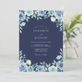 Invitation Mariage à la Pétale Céruléenne de Minuit (Debout devant)