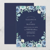 Invitation Mariage à la Pétale Céruléenne de Minuit (Devant / Derrière)