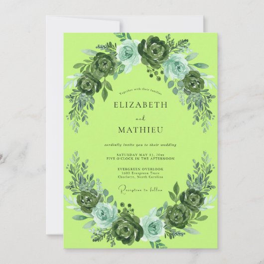 Invitation Mariage à la Petale Chartreuse (Devant)