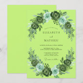 Invitation Mariage à la Petale Chartreuse (Devant / Derrière)
