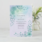 Invitation Mariage à la Pétale d'Aqua Pervenche (Debout devant)