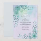 Invitation Mariage à la Pétale d'Aqua Pervenche (Devant / Derrière)
