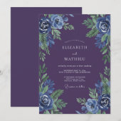 Invitation Mariage à la Petale d'Aquarelle de Prune (Devant / Derrière)