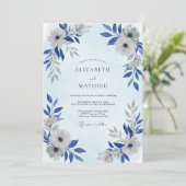 Invitation Mariage à la Pétale d'Argent Bleuet (Debout devant)