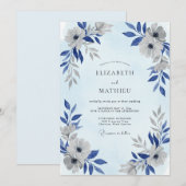 Invitation Mariage à la Pétale d'Argent Bleuet (Devant / Derrière)