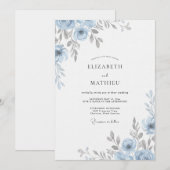 Invitation Mariage à la Petale d'Argent en Acier (Devant / Derrière)