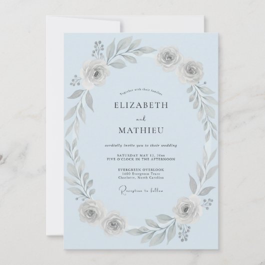 Invitation Mariage à la Petale d'Argent Glacé (Devant)
