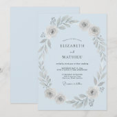 Invitation Mariage à la Petale d'Argent Glacé (Devant / Derrière)