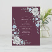 Invitation Mariage à la Petale d'Argent Prune (Debout devant)