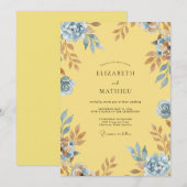 Invitation Mariage à la Petale d'Azure Citron (Devant / Derrière)