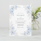 Invitation Mariage à la Pétale de Bleu Poudré (Debout devant)