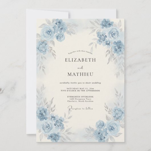 Invitation Mariage à la Petale de Bleuet (Devant)