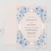 Invitation Mariage à la Pétale de Bleuet Perle (Devant / Derrière)