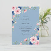 Invitation Mariage à la Petale de Blush Acier (Debout devant)