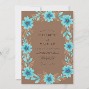 Invitation Mariage à la Petale de Bronze Azur