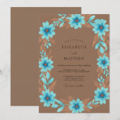 Invitation Mariage à la Petale de Bronze Azur (Devant / Derrière)