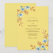 Invitation Mariage à la Petale de Ciel Jaune (Devant / Derrière)